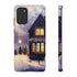 Glowing Homes in the Snow with Christmas Decorations - Impact Resistant Phone Case Samsung Galaxy S20+ Glossy